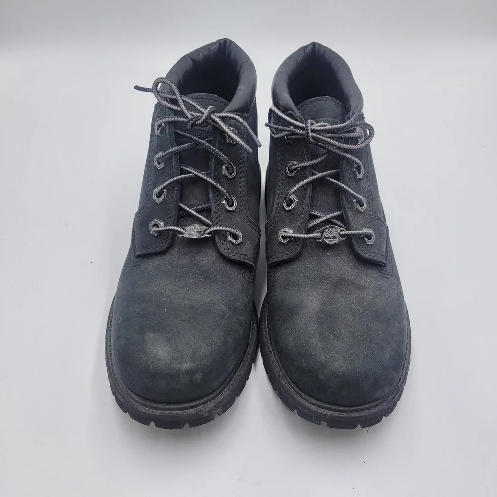 Timberland Nellie Double Waterproof Ankle Boots Black‎ Nubuck Leather Womens 7.5